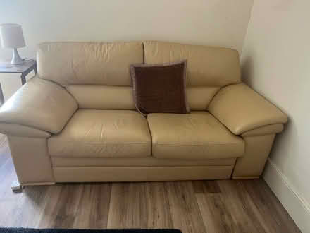 Photo of free 2 cream leather sofas (BA2) #1