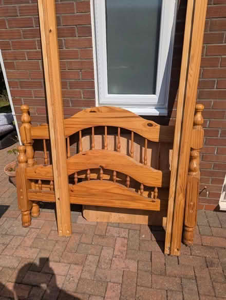 Photo of free Double pine bed (Dogsthorpe) #2