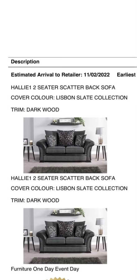 Photo of free 2 Sofas - Three years old (TW20) #2