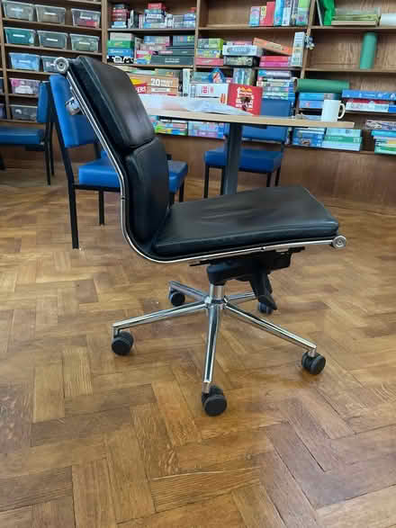 Photo of free Black leather office wheely chair (CR2) #2