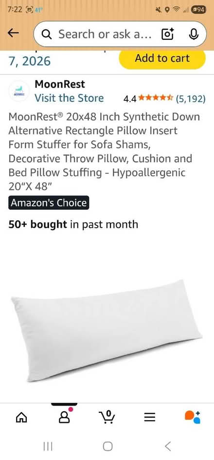 Photo of free 48 inch pillow (brand new) (Ashburn) #1