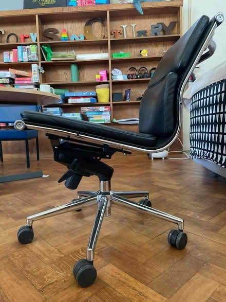 Photo of free Black leather office wheely chair (CR2) #4