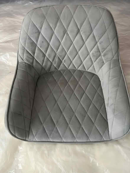 Photo of free Quilted Grey Velvet Chair - No Legs (Newton Heath, M40) #1