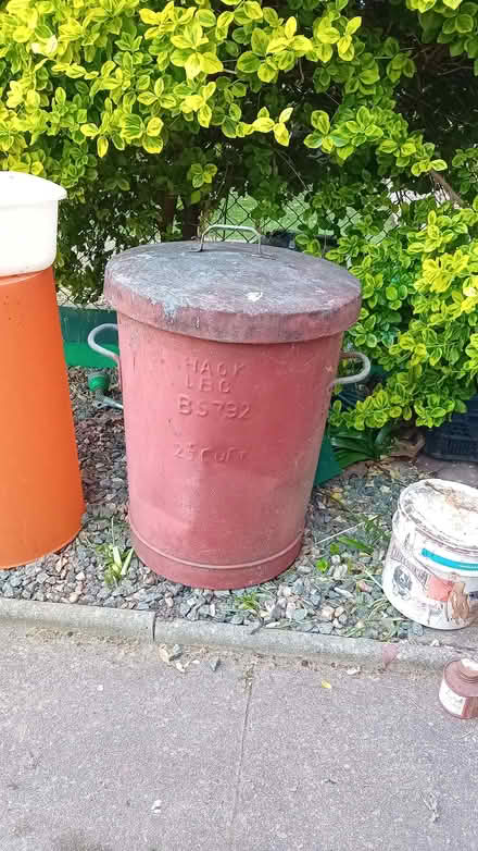 Photo of free Large tin bin,plastic bins (Homerton E9) #1