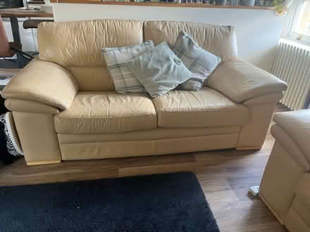 Photo of free 2 cream leather sofas (BA2) #2
