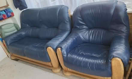 Photo of free Leather blue sofa and armchair (South oxhey WD19) #1