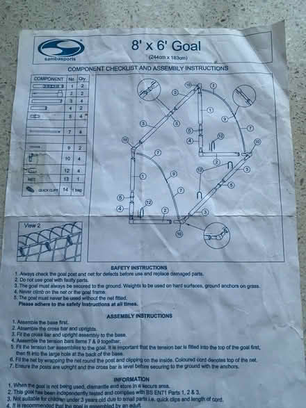 Photo of free 8’ x 6’ Samba football goal (Little Chalfont HP8) #1