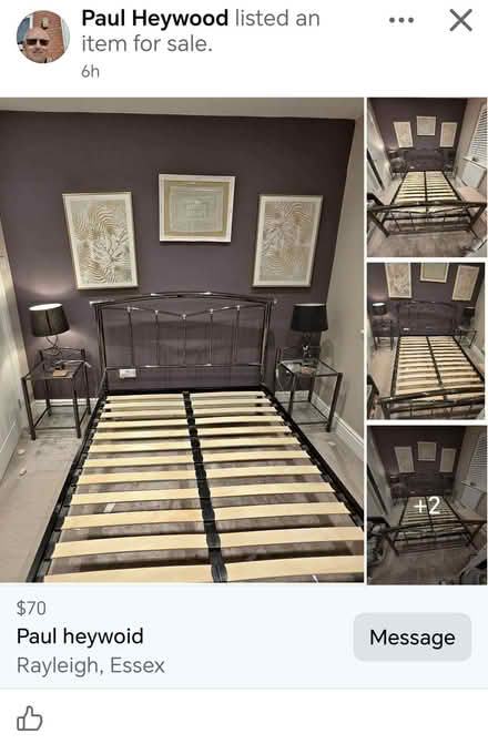 Photo of free Double bed plus side tables plus lamps (Rayleigh SS6) #1