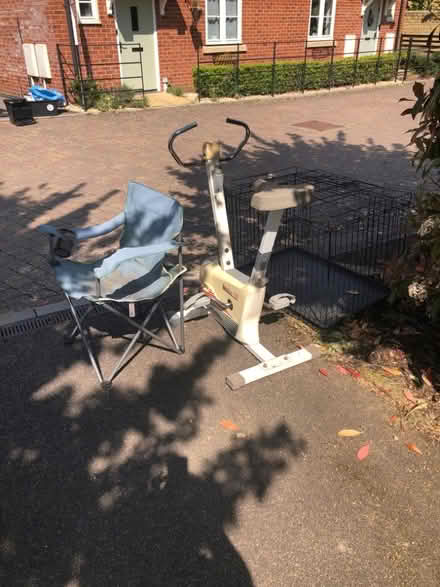 Photo of free Dog crate, vintage working exercise bike, camping chair (Mickleton GL55) #1