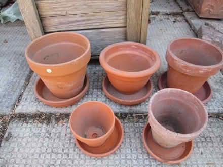 Photo of free 5 clay pots with underplates (Old Ottawa South) #1