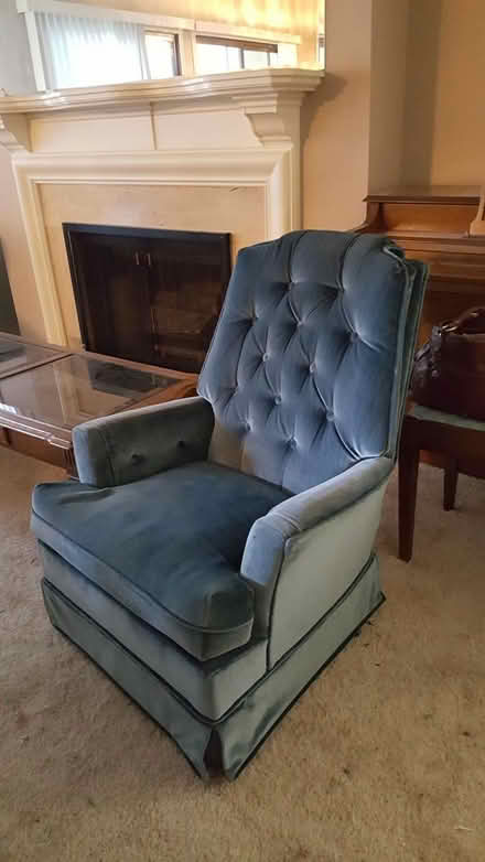 Photo of free Two Blue Velvet Swivel Rockers (Redwood City) #1