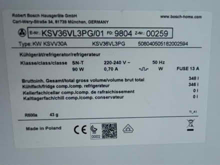 Photo of free Bosch fridge (Northfields) #3