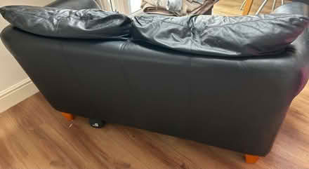 Photo of free Black leather 2 seater sofa (Great Dunmow) #3