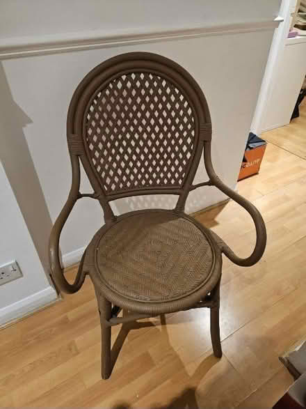 Photo of free Brown painted faux wicker chair (SL1 - by Asda superstore) #1