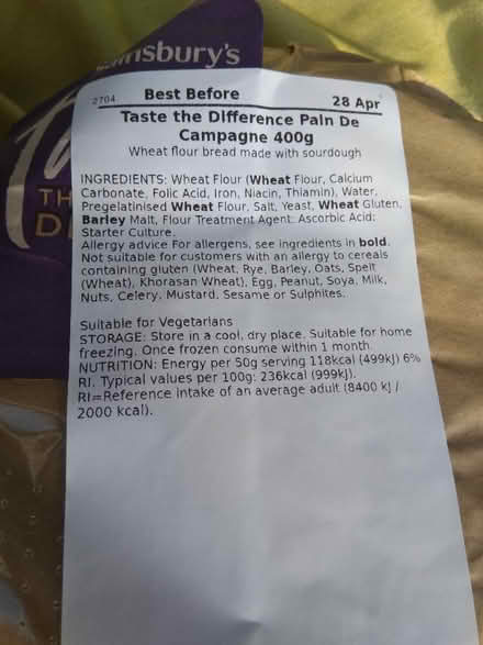 Photo of free Taste the Difference Sainsbury's breads (Millhouses S7) #3