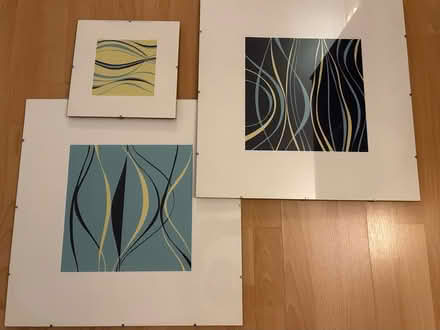 Photo of free 3 blue / yellow abstract prints (Barkham RG41) #1
