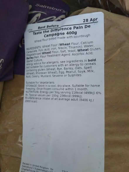 Photo of free Taste the Difference Sainsbury's breads (Millhouses S7) #2