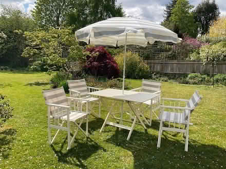 Photo of free Outdoor table + director chairs (Esher) #1