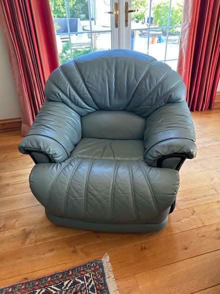 Photo of free Single leather lounge chair olive green (Haldens AL6) #1