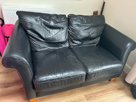 Photo of free Black leather 2 seater sofa (Great Dunmow) #2