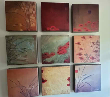 Photo of free 9-piece canvas art, poppy scenes (Barkham RG41) #3