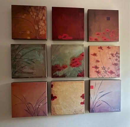 Photo of free 9-piece canvas art, poppy scenes (Barkham RG41) #1