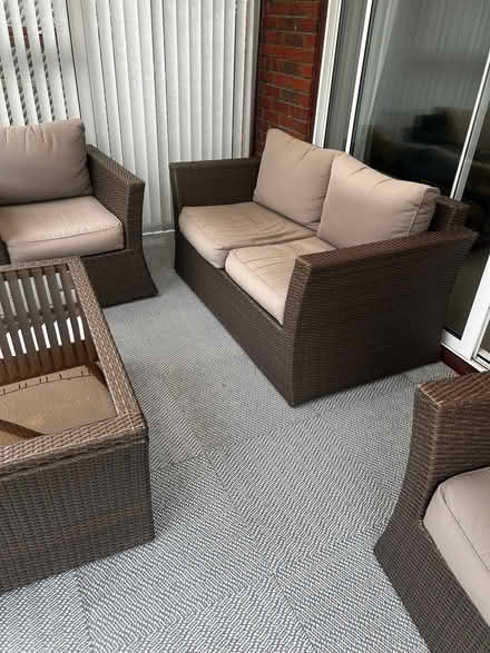 Photo of free Outdoor/ conservatory set of sofa, 2 chairs, coffee ta (Heswall CH60) #1