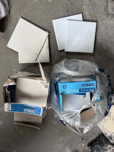 Photo of free 150mm (6 inch) square tiles white and cream (East Hagbourne OX11) #1
