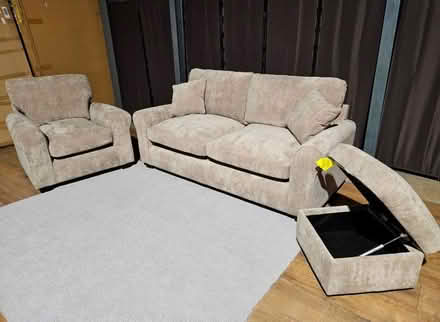 Photo of free 3 Seater Sofa, Armchair/Footstool (Westminster W1K) #2