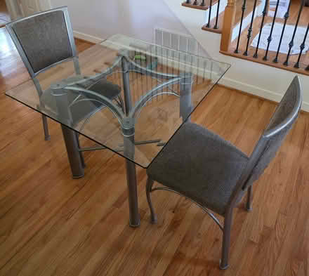 Photo of free Glass table with two chairs (cupertino near library) #2