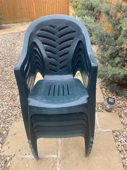 Photo of free 6 Green Plastic Garden Chairs (Leigh Park BA13) #1