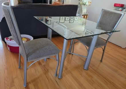 Photo of free Glass table with two chairs (cupertino near library) #3