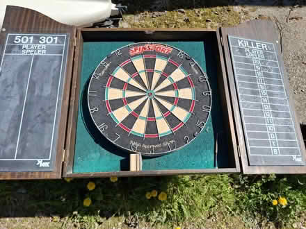 Photo of free Dartboard in wooden case (Weaverham) #1