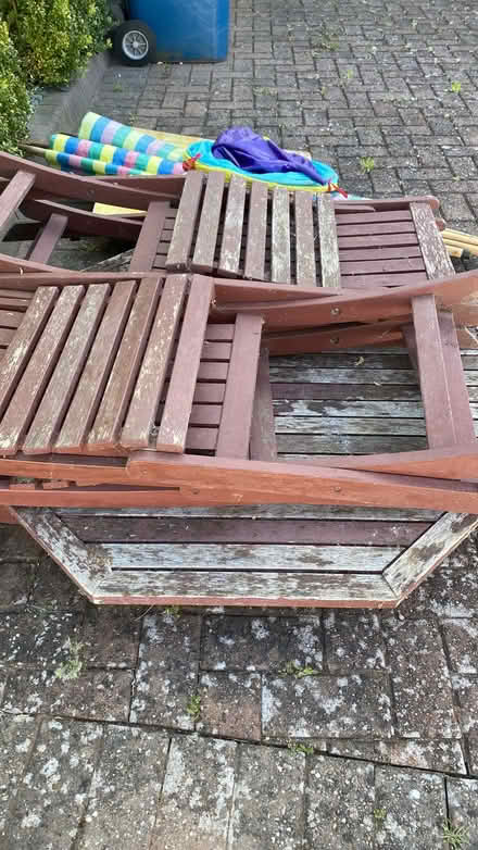 Photo of free Wooden garden table and chairs (Stafford ST16) #1