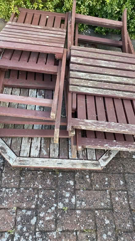 Photo of free Wooden garden table and chairs (Stafford ST16) #2