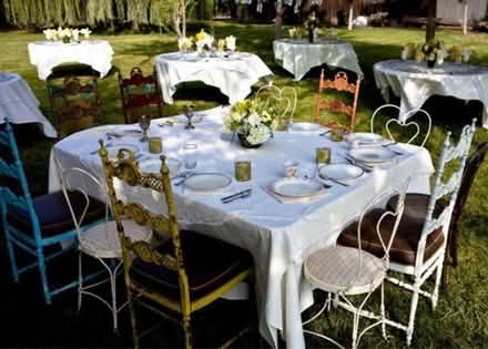Photo of chairs, benches, tables + fabric (North Spokane) #2