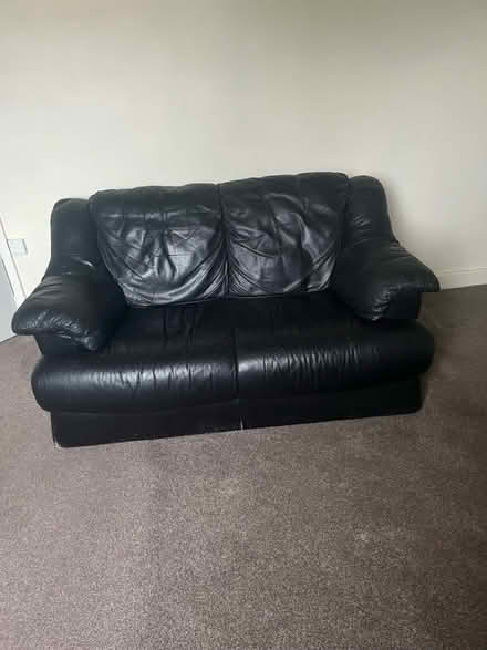 Photo of free Black Leather 2 - seater Settee (BD17 , Baildon) #1