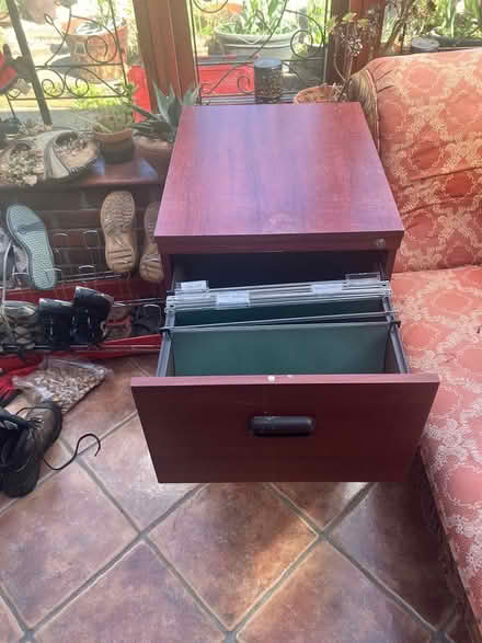 Photo of free 2 Drawer wooden filing cabinet (hungerford rg17 0aw) #1