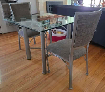 Photo of free Glass table with two chairs (cupertino near library) #1