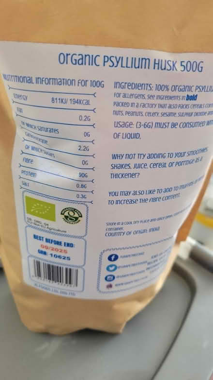 Photo of free Organic Psyllium husk OUT OF DATE (Southend, SS1) #2
