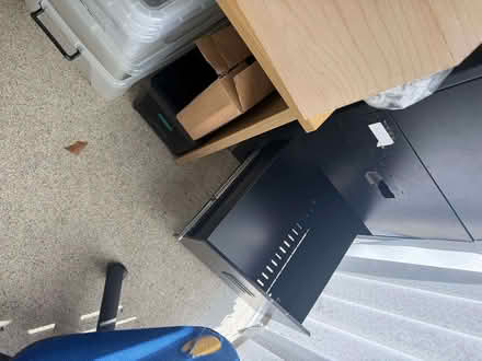 Photo of free I black filing cabinet with 4 drawers, 6 rubbish bin frames, (Loftus Road W12) #1