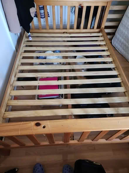 Photo of free double pine bed frame (Cann Hall Rd E11) #1