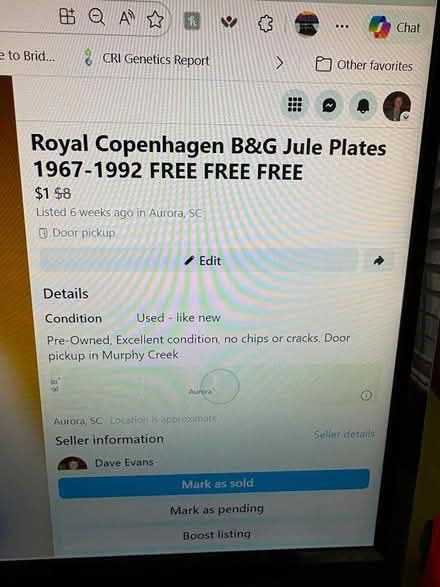 Photo of free Royal Copenhagen Plates (Gun Club/Jewell, Murphy Creek) #2