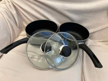 Photo of free Pair of non stick saucepans with lids (Rothley LE7) #1