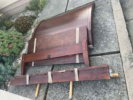 Photo of free Queen size sleigh bed (on curb) (On Barrett been Tuller/Brooks) #2