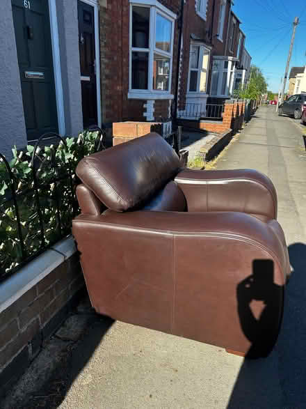 Photo of free brown leather armchair (Kettering NN16) #3
