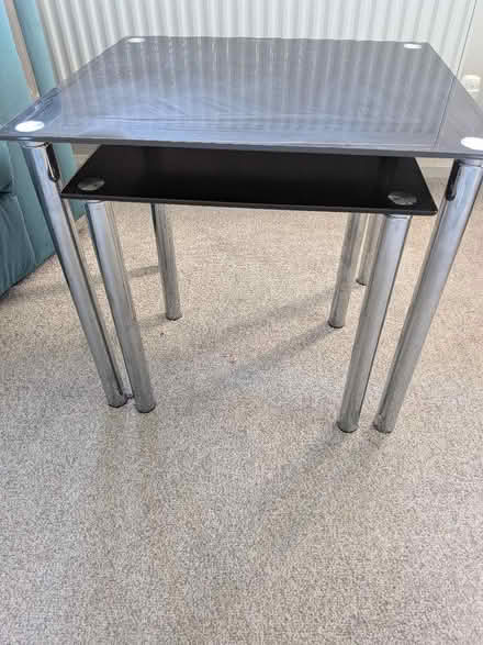 Photo of free Pair of nesting black glass tables (Abbeydale GL4) #1