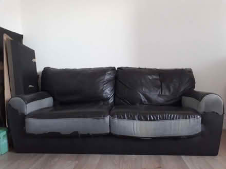 Photo of free Sofa: Black/grey leather, used (New Boultham LN6) #1
