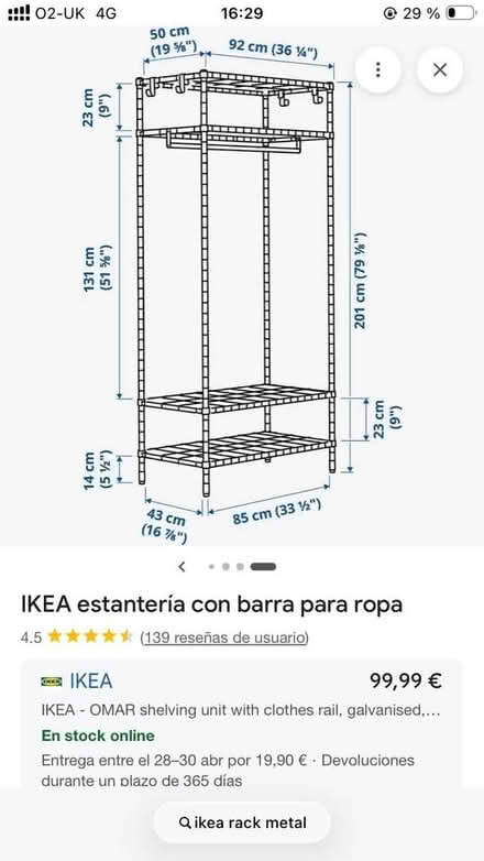Photo of free Omar Clothing Rack (Clerkenwell N1) #3