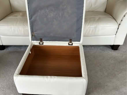Photo of free 2 x 3 seater leather sofas and storage stool (Kinnerton LD8) #4